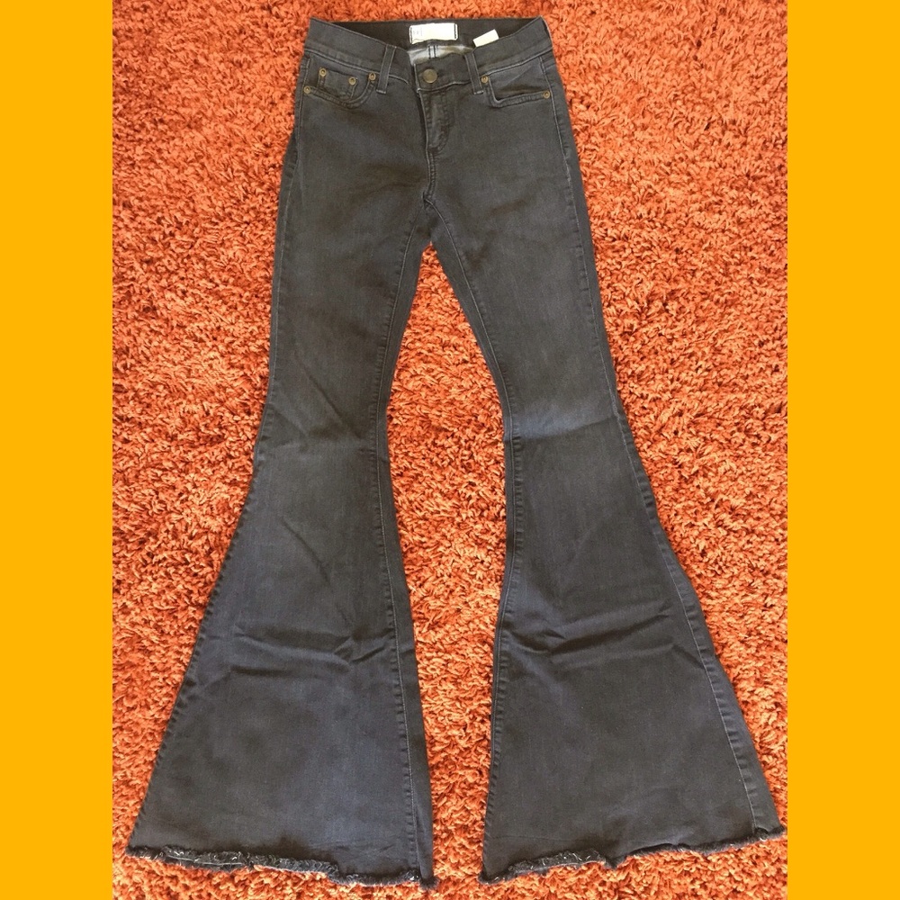 Free People black super flare black jeans